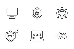 ipsec. conjunto de iconos de red de Internet y protección. ipsec. elementos de vector de símbolo de paquete de red de internet y protección para web infográfico