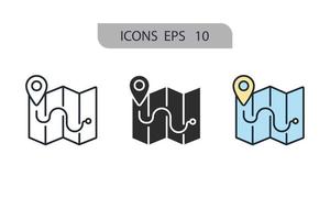 los iconos de navegación al aire libre simbolizan los elementos vectoriales para la web infográfica