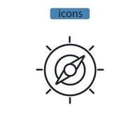 iconos de brújula símbolo elementos vectoriales para web infográfico vector