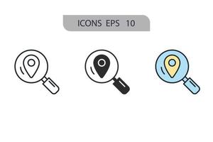 iconos de búsqueda de mapa símbolo elementos vectoriales para web infográfico vector