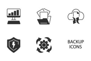 Backup computer systems icons set .  Backup computer systems pack symbol vector elements for infographic web