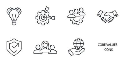 core values icons set . core values pack symbol vector elements for infographic web