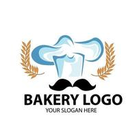 Chef toque hat and mustache symbol. Bakery logo Haute cuisine. Vector illustration.