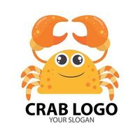 Funny Cute yellow Crab Cartoon Mascot Logo vector