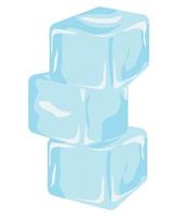 Three ice cubes for drinks. Vector stock illustration isolated on white background.