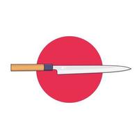 Japanese Knife Vector Icon Illustration with Outline on White Background for Design Element, Clip Art, Web, Landing page, Sticker, Banner. Flat Cartoon Style