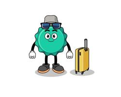 bottle cap mascot doing vacation vector