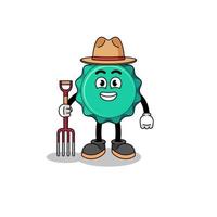 Cartoon mascot of bottle cap farmer vector