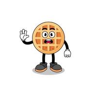 circle waffle cartoon illustration doing stop hand vector