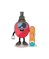 Mascot cartoon of table tennis racket snowboard player vector