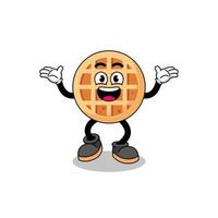 circle waffle cartoon searching with happy gesture vector