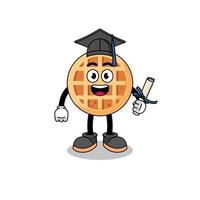 circle waffle mascot with graduation pose vector