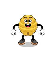 bee hive cartoon with surprised gesture vector