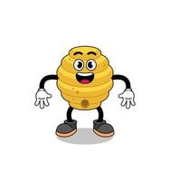 bee hive cartoon with surprised gesture vector