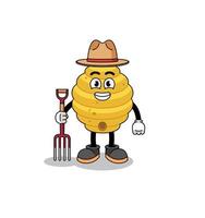 Cartoon mascot of bee hive farmer vector