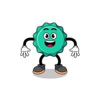 bottle cap cartoon with surprised gesture vector