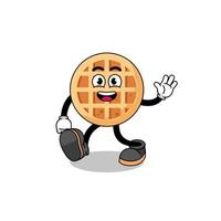 circle waffle cartoon walking vector