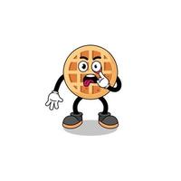 ilustración de personaje de waffle circular con lengua fuera vector