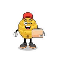 bee hive mascot cartoon as an courier vector