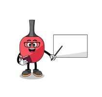 Mascot cartoon of table tennis racket teacher vector