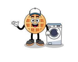 circle waffle illustration as a laundry man vector