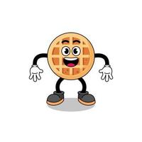 circle waffle cartoon with surprised gesture vector