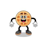 circle waffle cartoon with surprised gesture vector