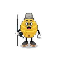 Mascot Illustration of bee hive fisherman vector