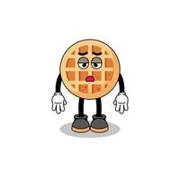 circle waffle cartoon with fatigue gesture vector