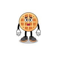 circle waffle cartoon illustration with sad face vector