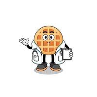Cartoon mascot of circle waffle doctor vector