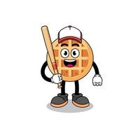 circle waffle mascot cartoon as a baseball player vector