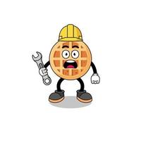 ilustración de personaje de waffle circular con error 404 vector