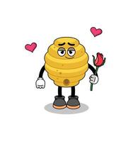 bee hive mascot falling in love vector