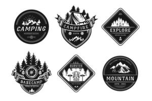 Set of camping and outdoor logo vector