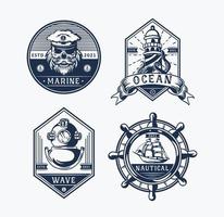 Conjunto de etiquetas de insignias de navegación, emblemas y logotipos. vector