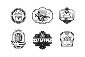 Set of vintage honey and bee labels, badges and design elements vector