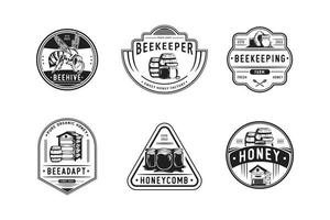 Set of vintage honey and bee labels, badges and design elements vector