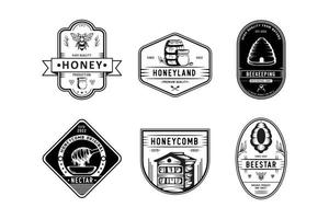 Set of vintage honey and bee labels, badges and design elements vector