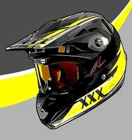 a black and yellow motor cross helemet pattern vector