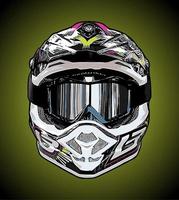 Vista frontal del casco de supermoto vector