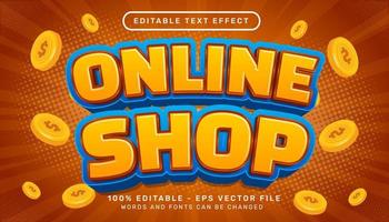 online shop 3d editable text effect template vector