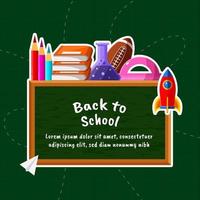 back to school background concept with chalkboard  and school supplies illustration vector