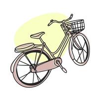 Bicycle in doodle style, in pastel colors, line vector