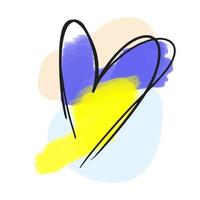 Heart, inside a symbol of freedom, the flag of Ukraine, blue and yellow watercolor paint