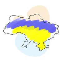 Ukraine, country territory outline, flag of Ukraine, watercolor paint vector