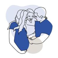 Happy family, mom and dad are holding a baby, ,pregnancy, parents love, doodle vector