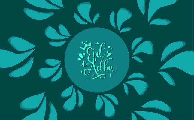 Eid Adha Lettering With Blue Background For Desktop