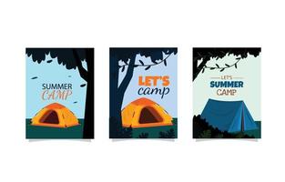 Summer Time Camping Tent Simple Card Template vector