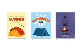 Summer Time Camping Tent Simple Card Template vector